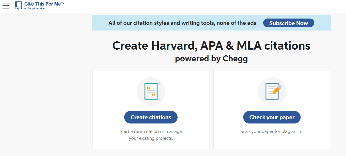 RefMe and CiteThisForMe Homepage